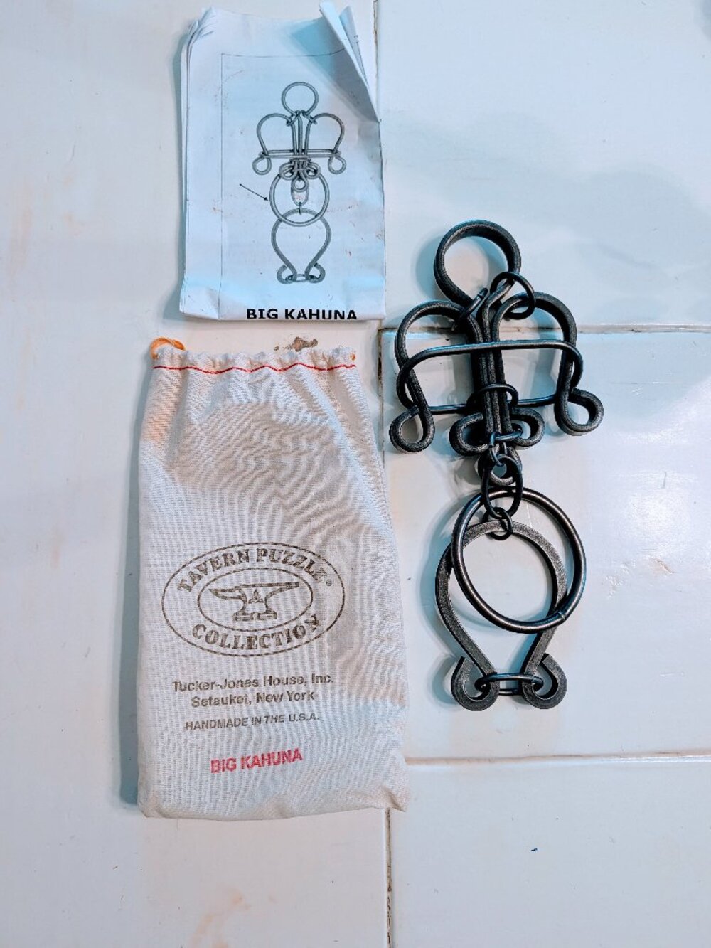Tavern Puzzle Big Kahuna 6mm Steel USA Original Bag & Papers Brain Teaser